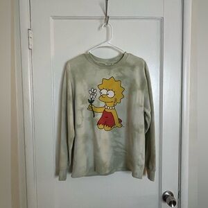 Lisa Simpson Graphic Tie-Dye Sweatshirt - Light Green